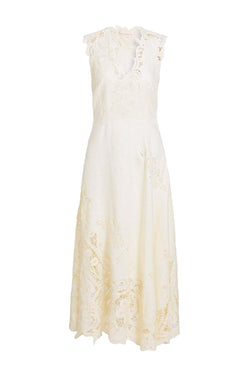 Olivette Linen with Lace Detail Dress