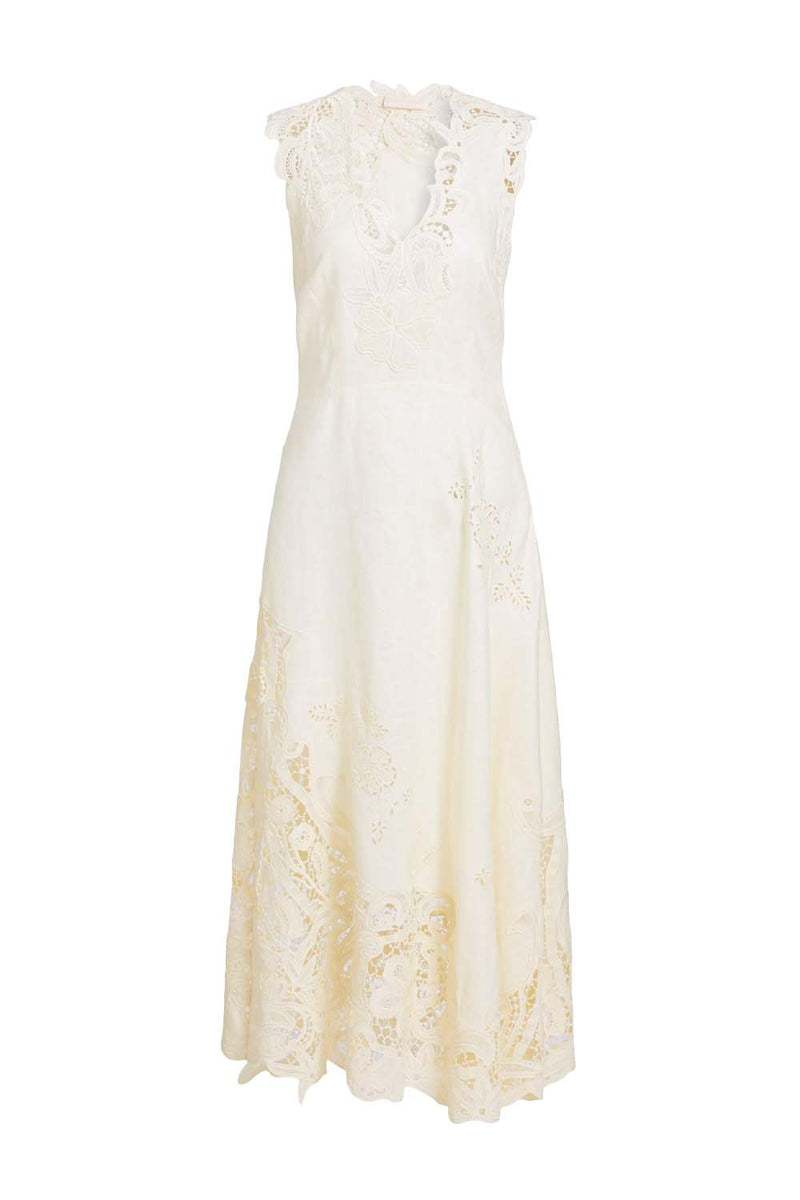 Olivette Linen with Lace Detail Dress