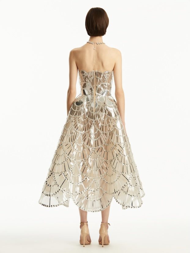 Strapless Crystal Embroidered Gown