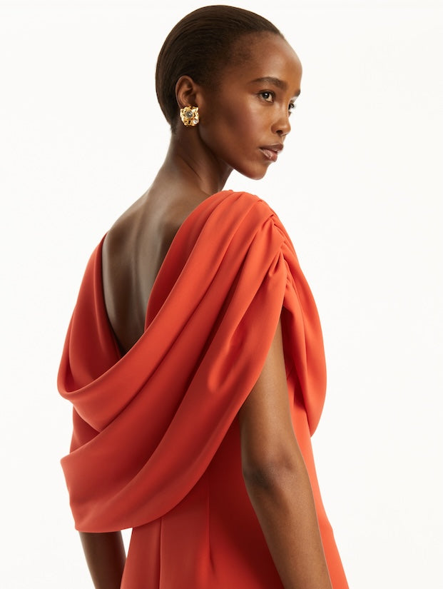 Drape Detail Floor Length Gown