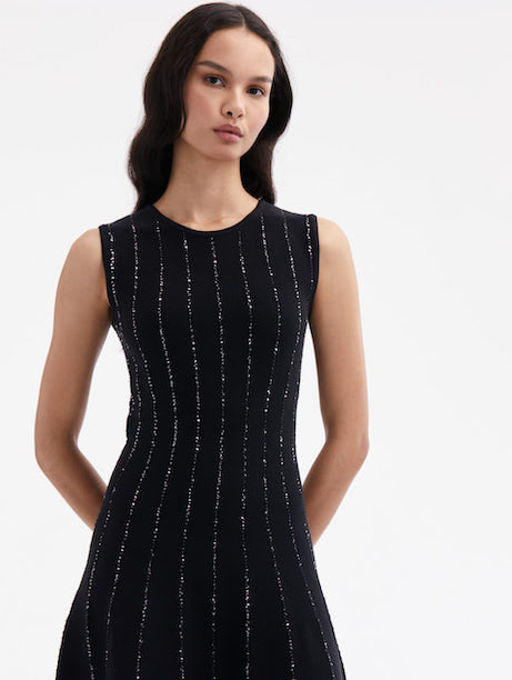 Sequin Embroidered Knit Dress