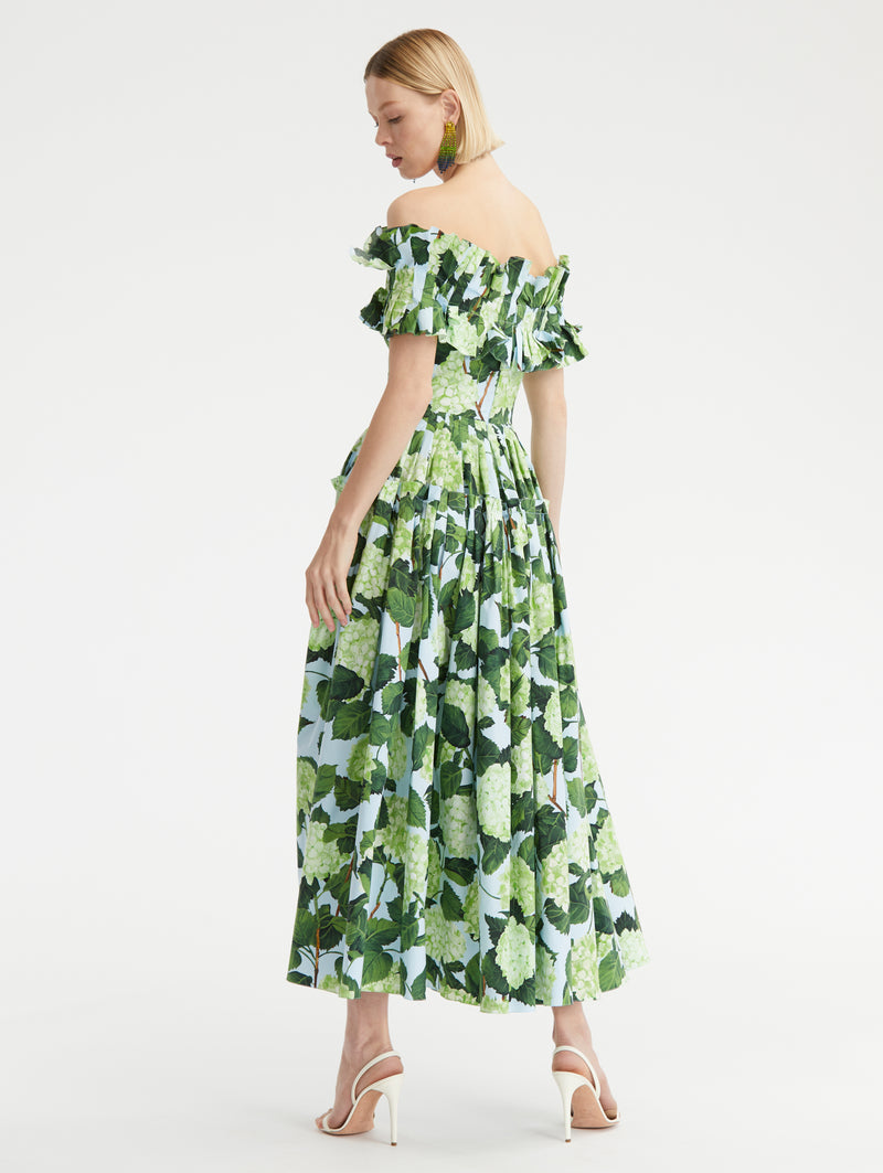 Off-The-Shoulder Hydrangea Maxi Dress