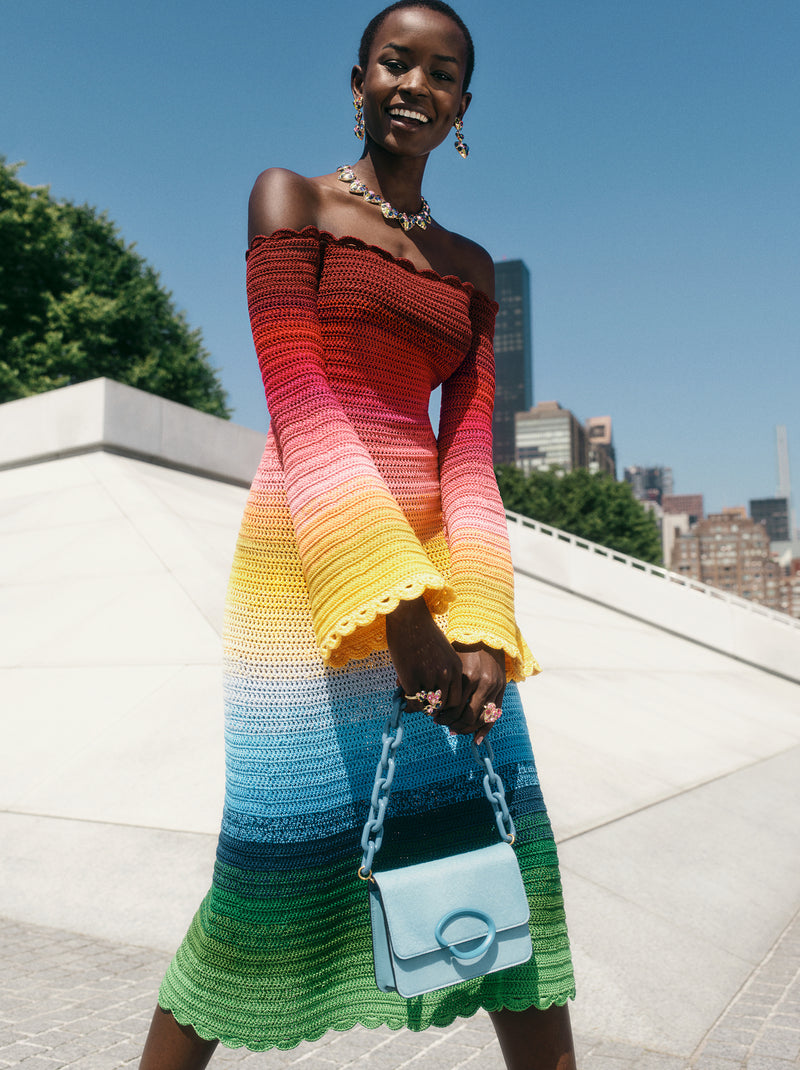 OSCAR DE LA RENTA OFF SHOULDER RAINBOW OMBRE DRESS Belinda International OSCAR DE LA RENTA OFF SHOULDER RAINBOW OMBRE DRESS Belinda International