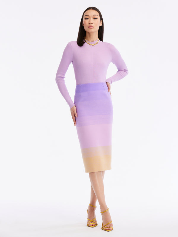 Ombre Wool Pencil Skirt