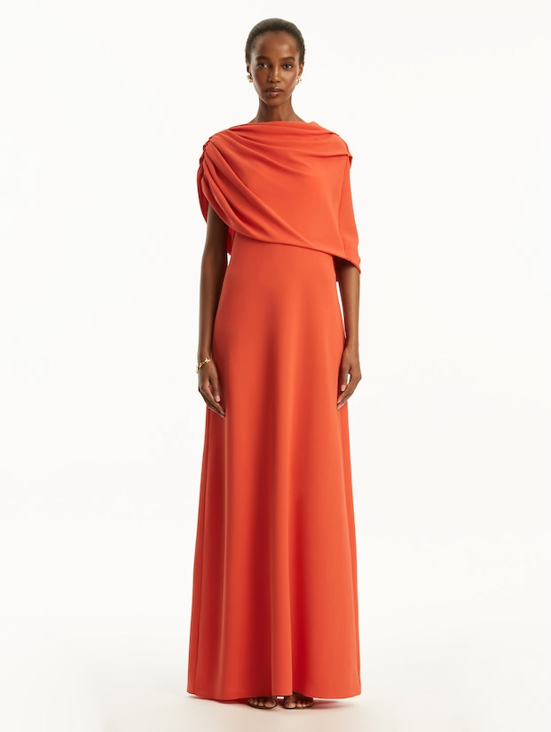 Drape Detail Floor Length Gown