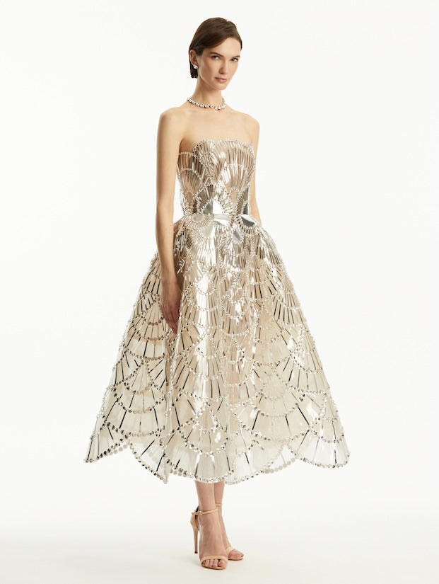 Strapless Crystal Embroidered Gown