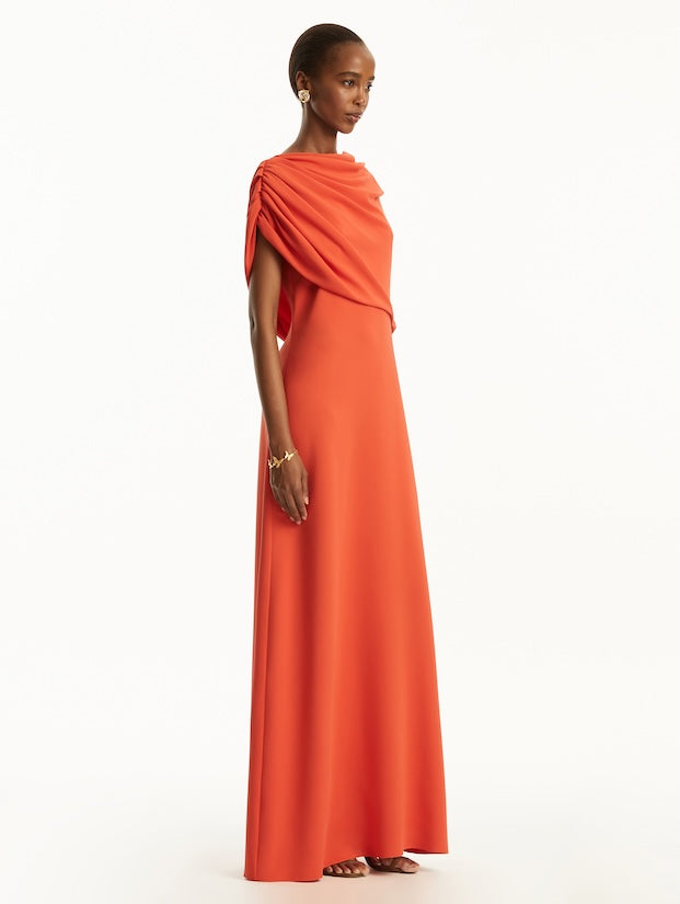 Drape Detail Floor Length Gown