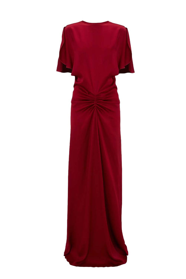 Gathered Waist Floor-Length Gown