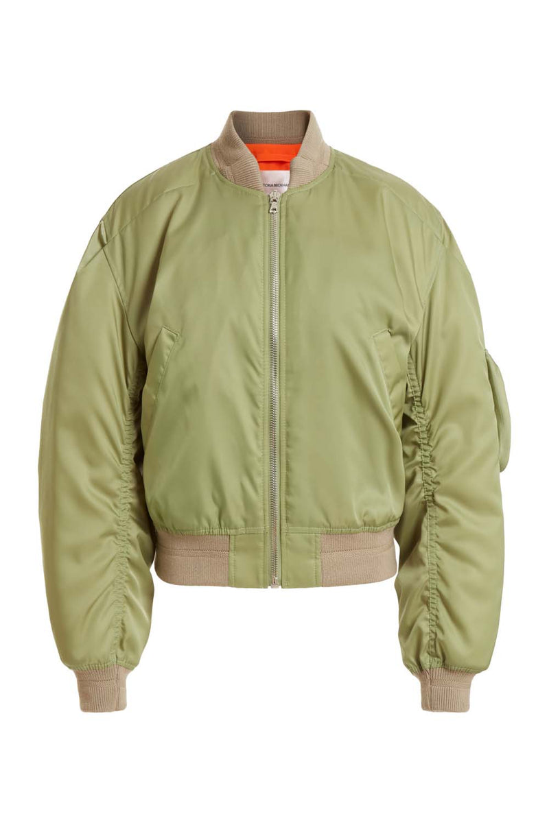 Green cropped bomber jacket sale