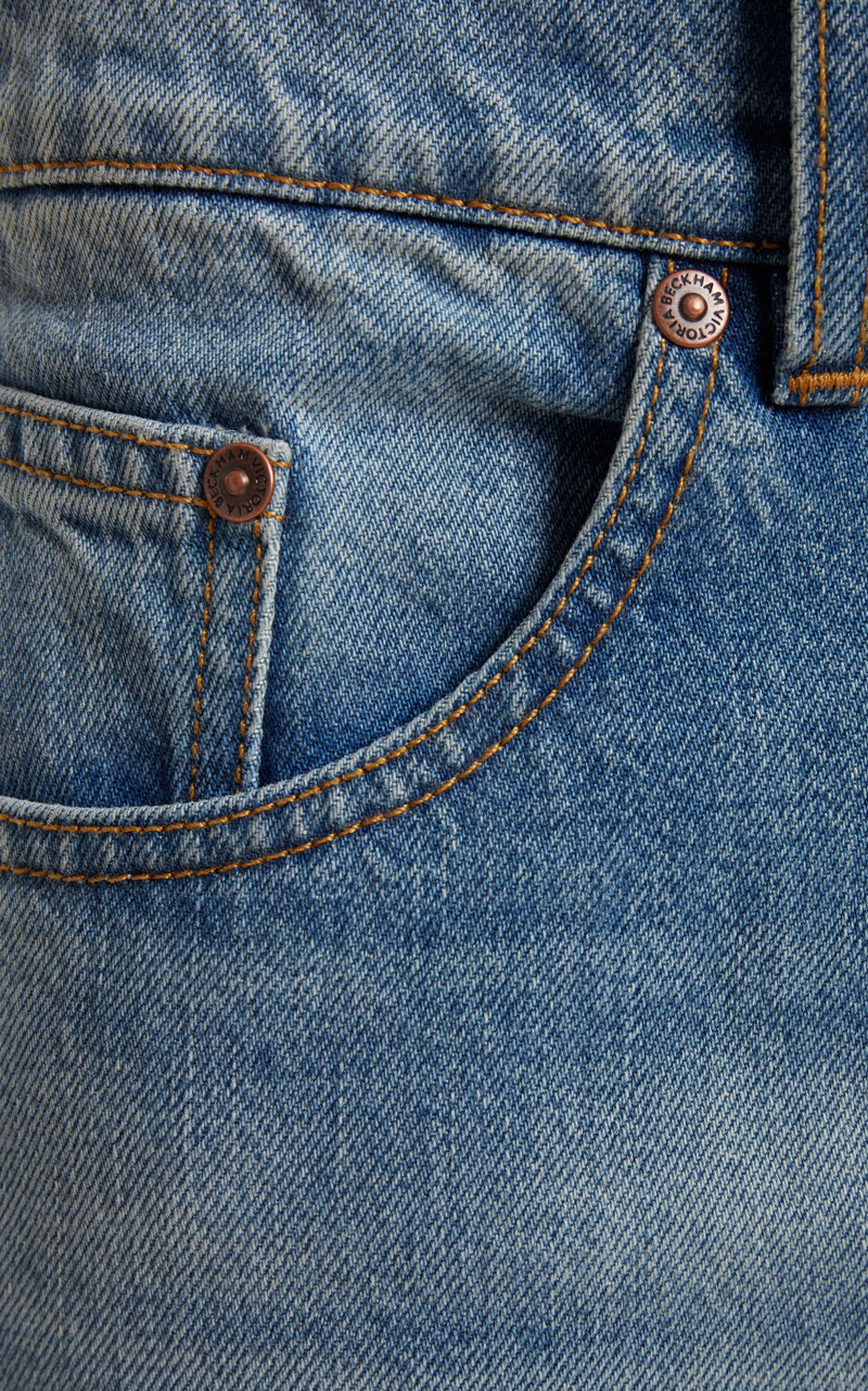 Fit & Flare Patch Denim Skirt