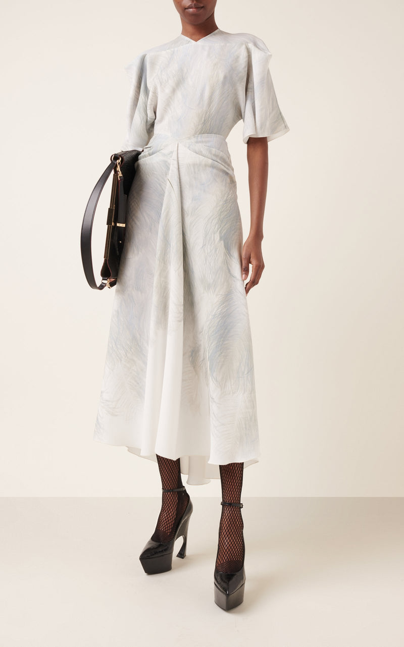 Draped Sleeve Midi Dress