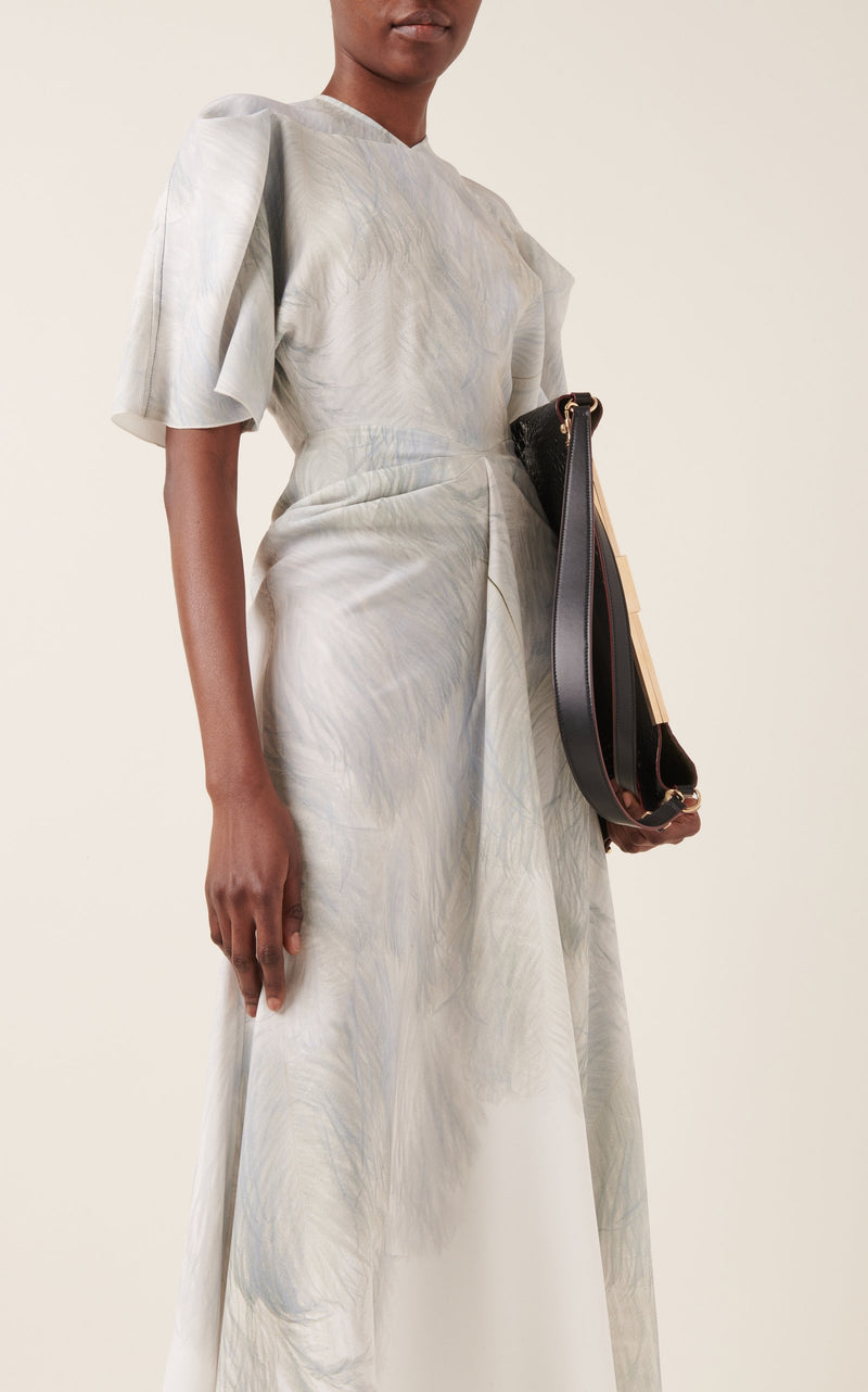 Draped Sleeve Midi Dress