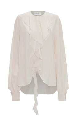 Romantic Silk Ruffle Detail Blouse