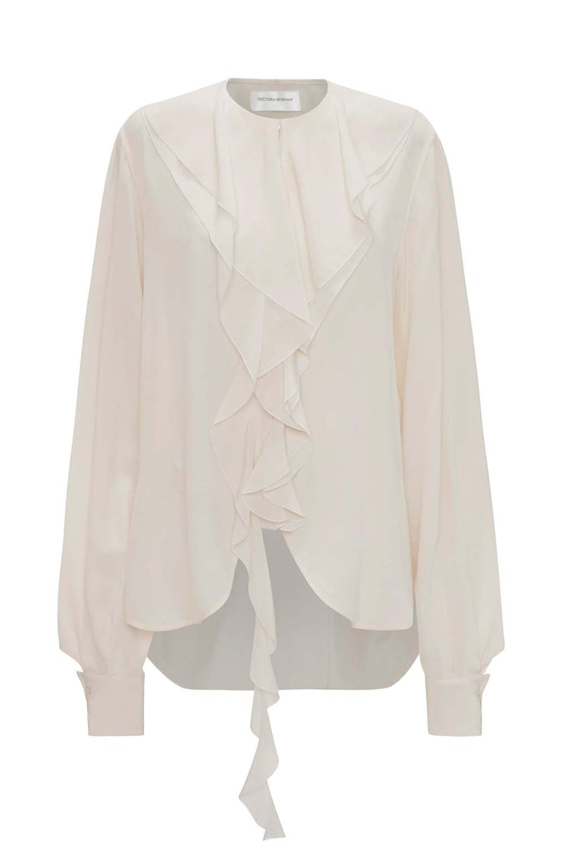 Romantic Silk Ruffle Detail Blouse
