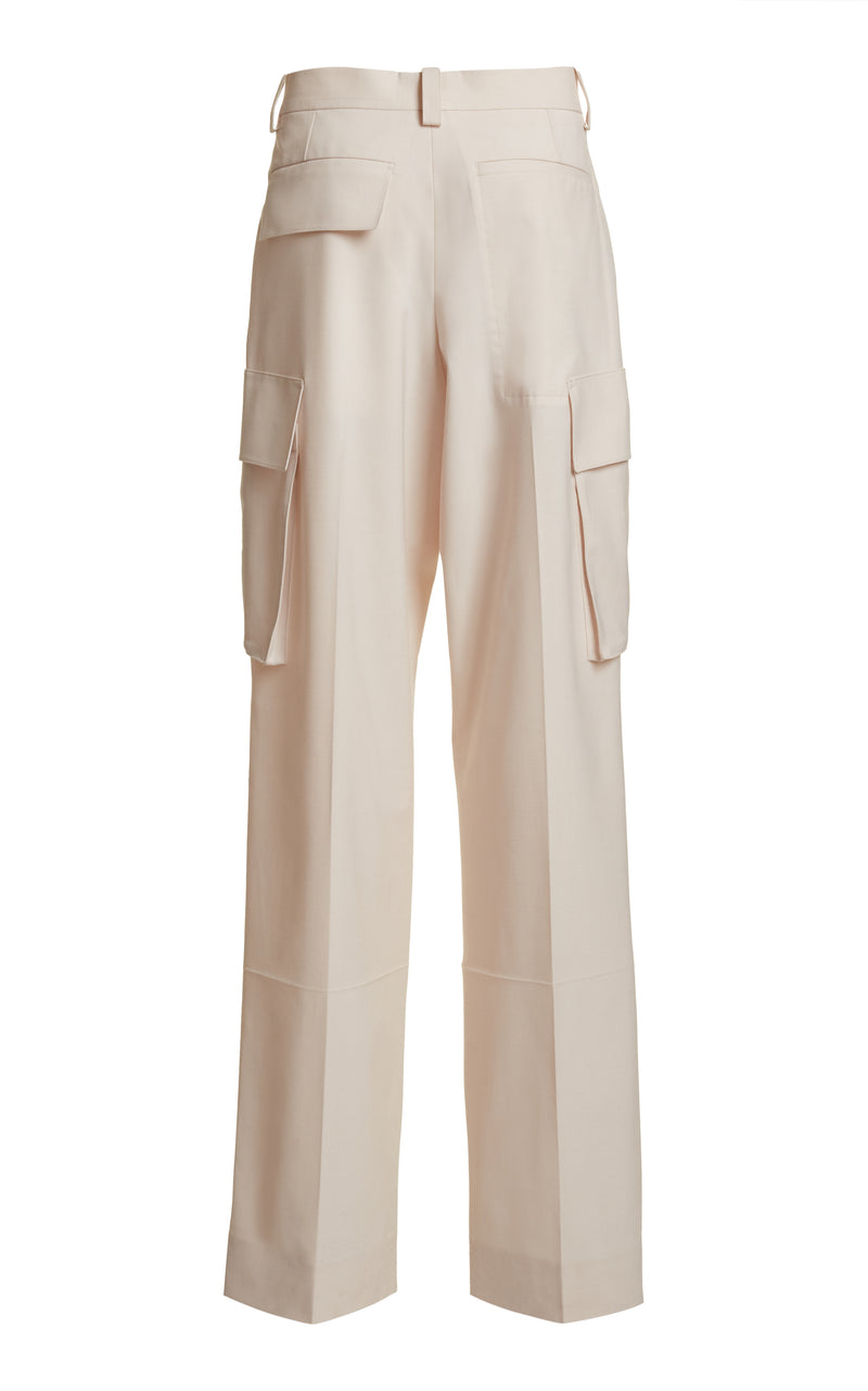 Wool-Blend Wide-Leg Cargo Pants