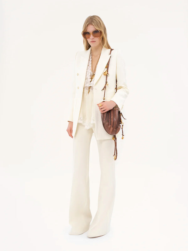 Wool Grain de Poudre High-Rise Flared Pants