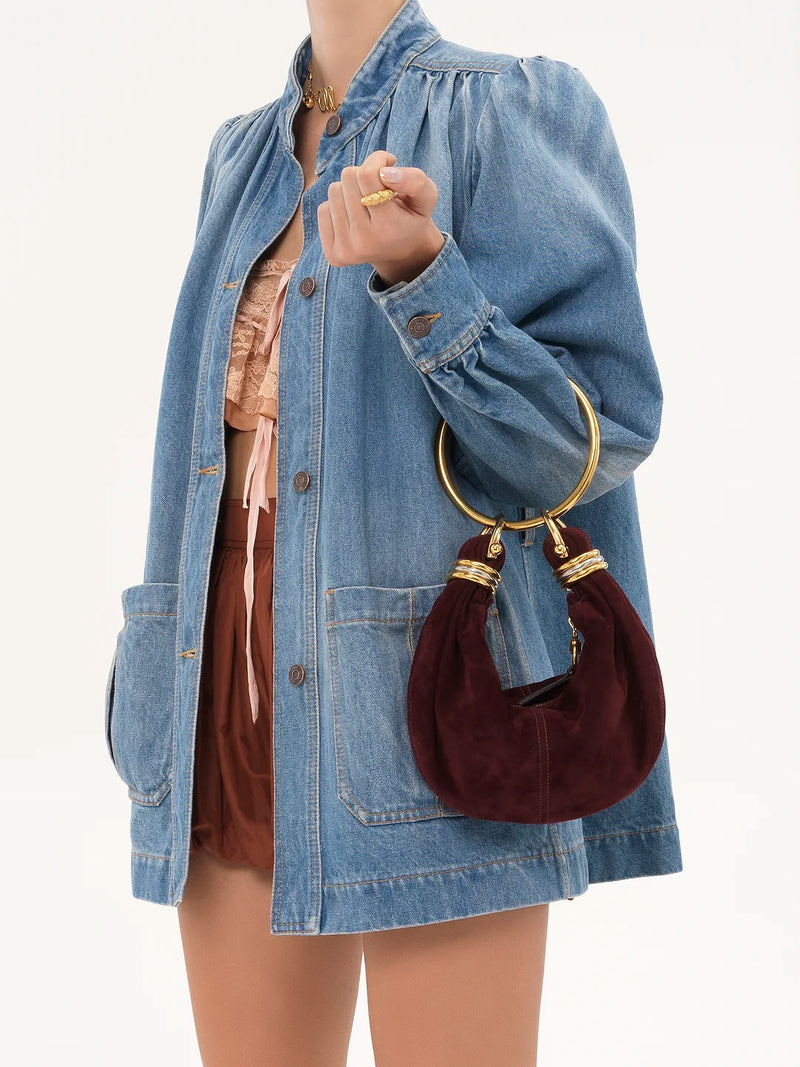 Suede Mini Bracelet Hobo Bag