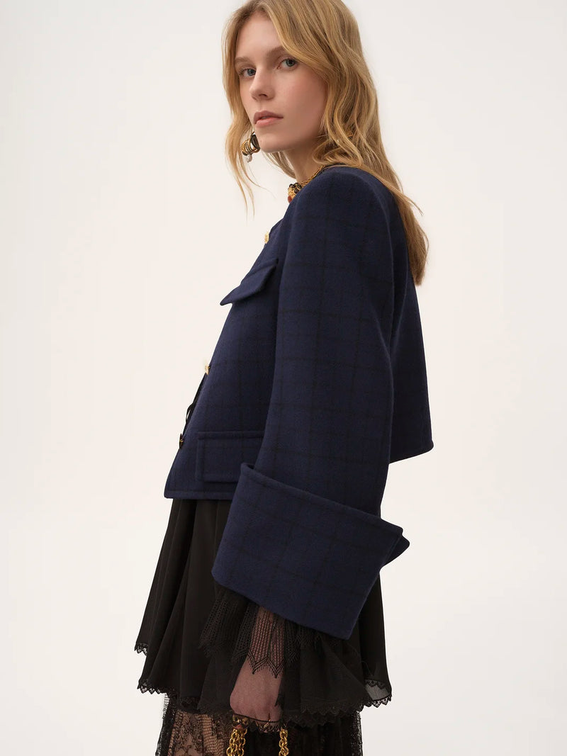 Gold Button Checked Jacket