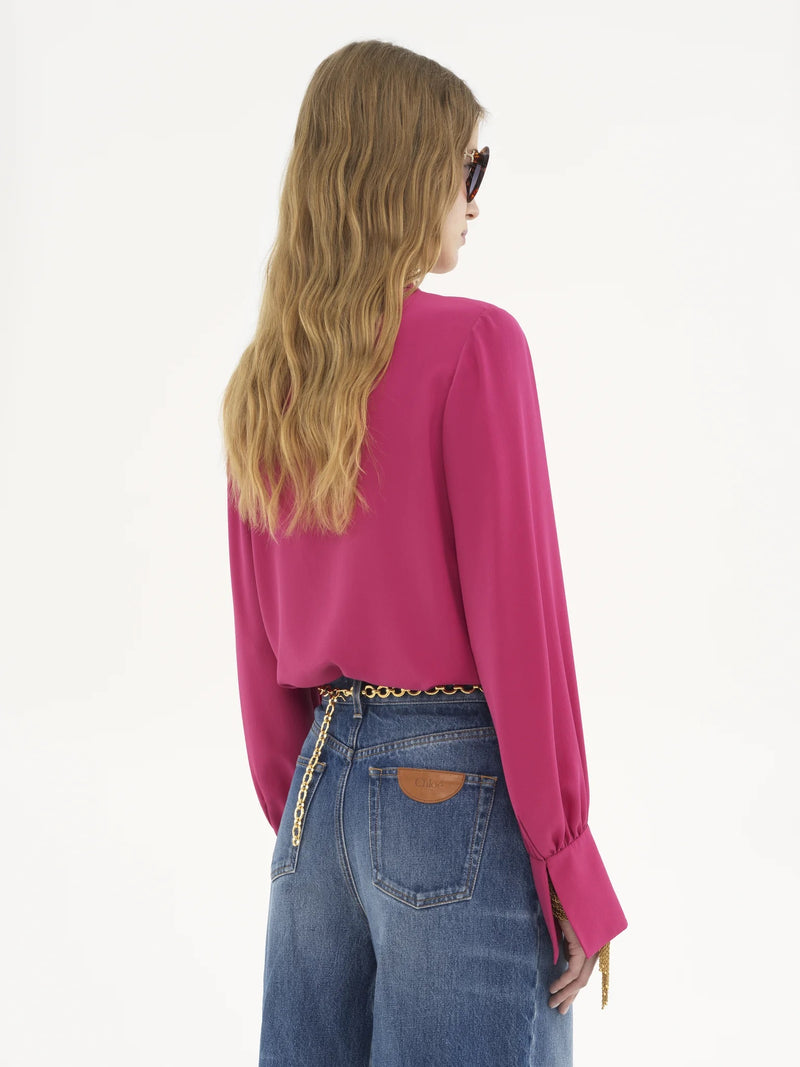 Crêpe de Chine Scarf-Tie Blouse