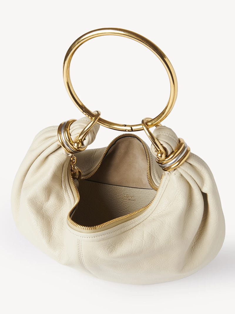 Small Bracelet Grained Leather Hobo Bag