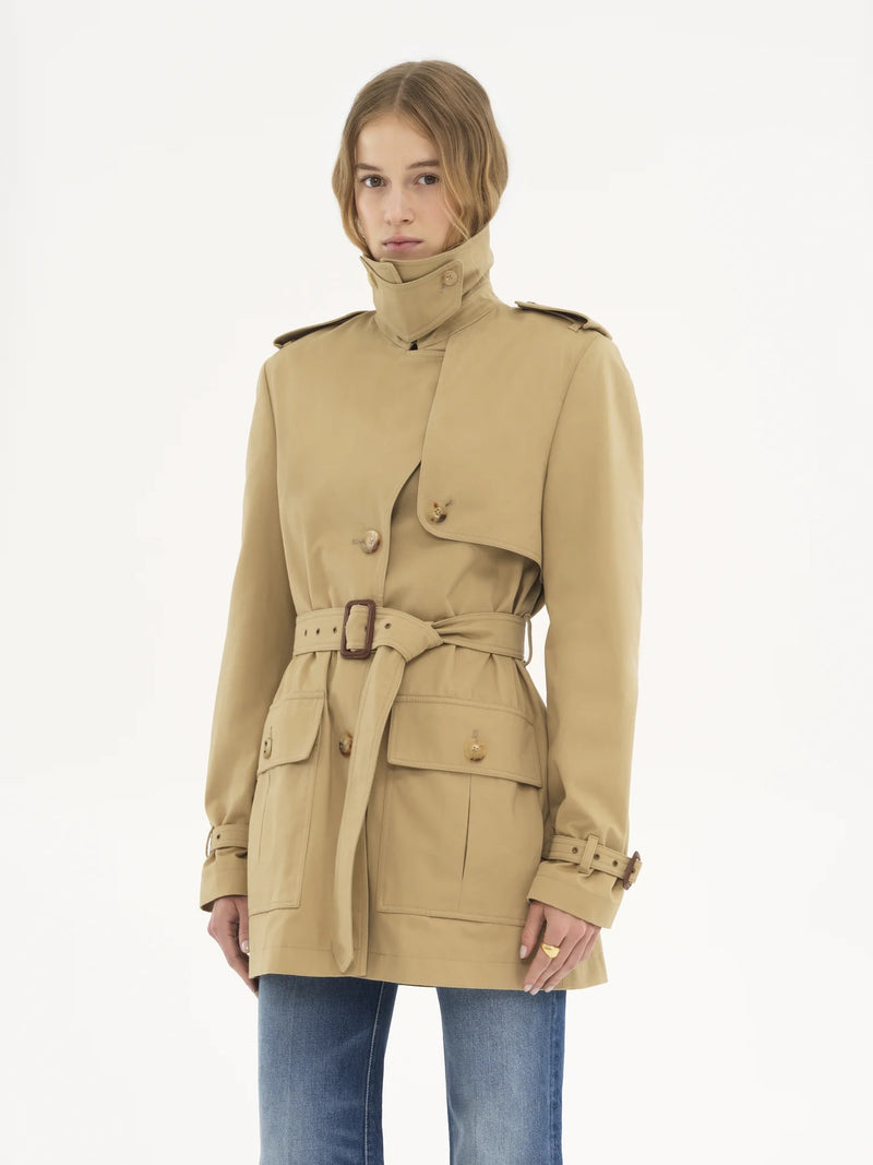 Short Cotton Trench Coat