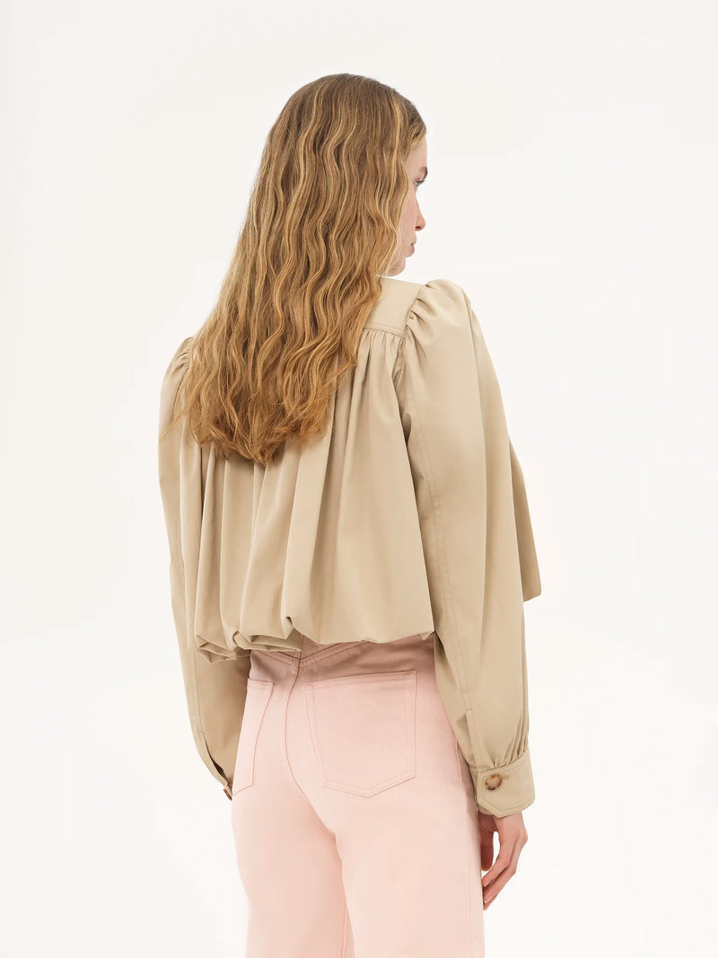 Cotton Gabardine Gathered Boule Jacket