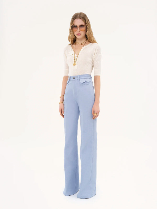 Linen & Silk Short-Sleeve Henley Knit Top
