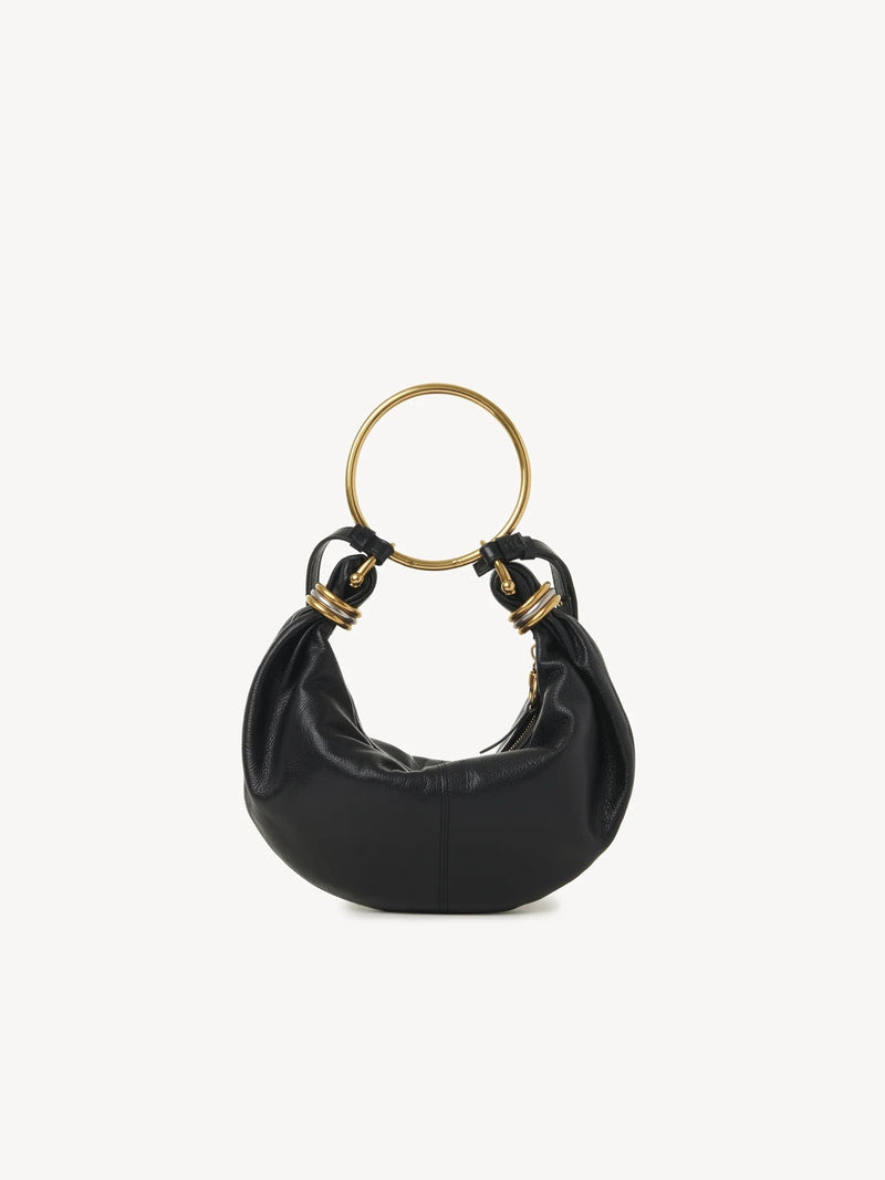 Small Bracelet Grained Leather Hobo Bag
