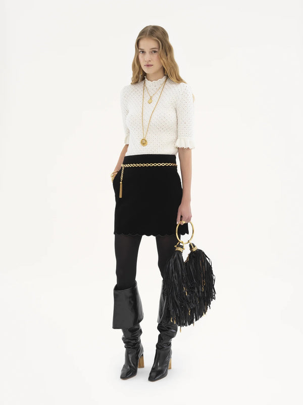 Short-Sleeve Wool & Cashmere Knit Top