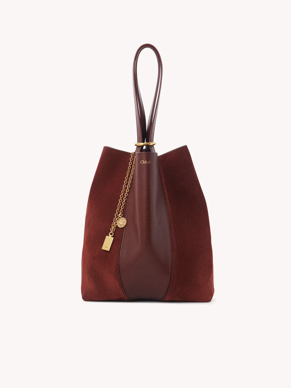 Suede & Grained Leather Spin Tote