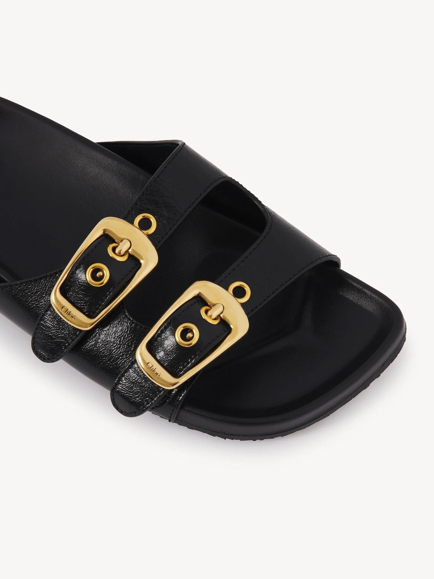 サンダル・ミュール Chloe Polly Slide Sandals In Glossy Leather CHLOÉ Polly leather slides | NET-A-PORTER