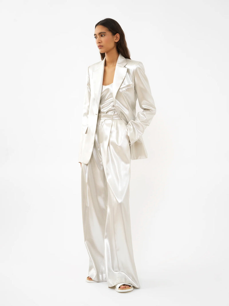 Metallic Silk-Satin Single-Breasted Blazer
