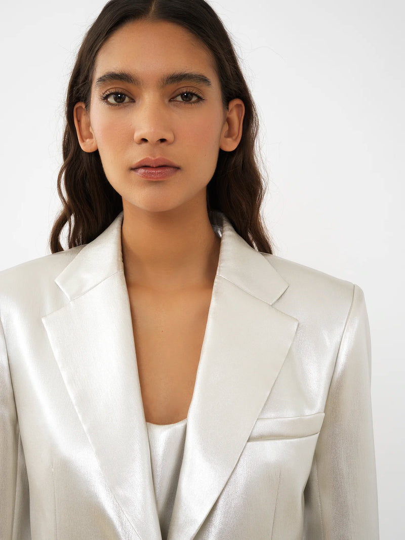 Metallic Silk-Satin Single-Breasted Blazer