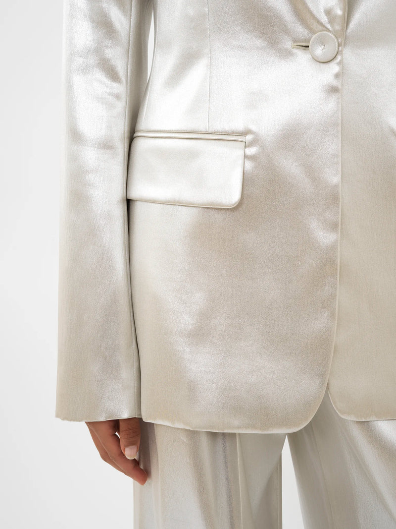 Metallic Silk-Satin Single-Breasted Blazer