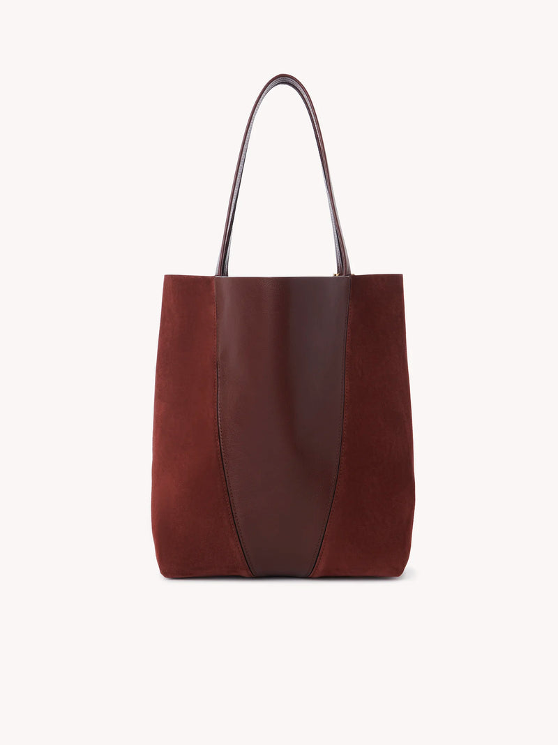 Suede & Grained Leather Spin Tote