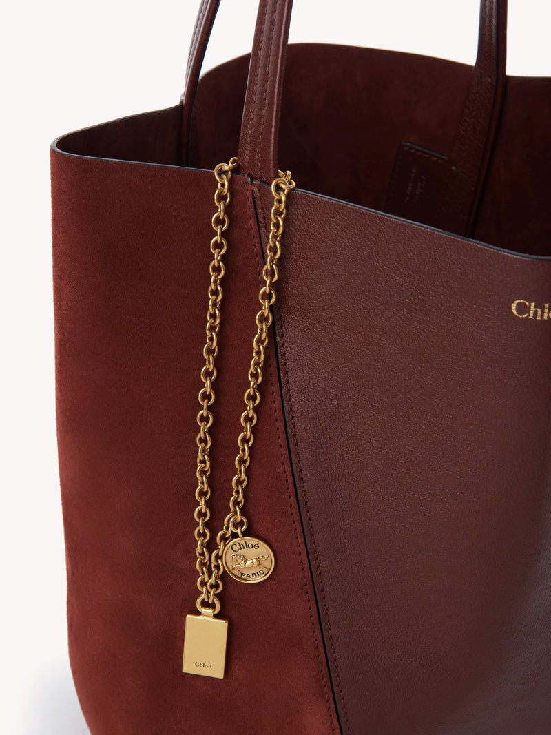 Suede & Grained Leather Spin Tote