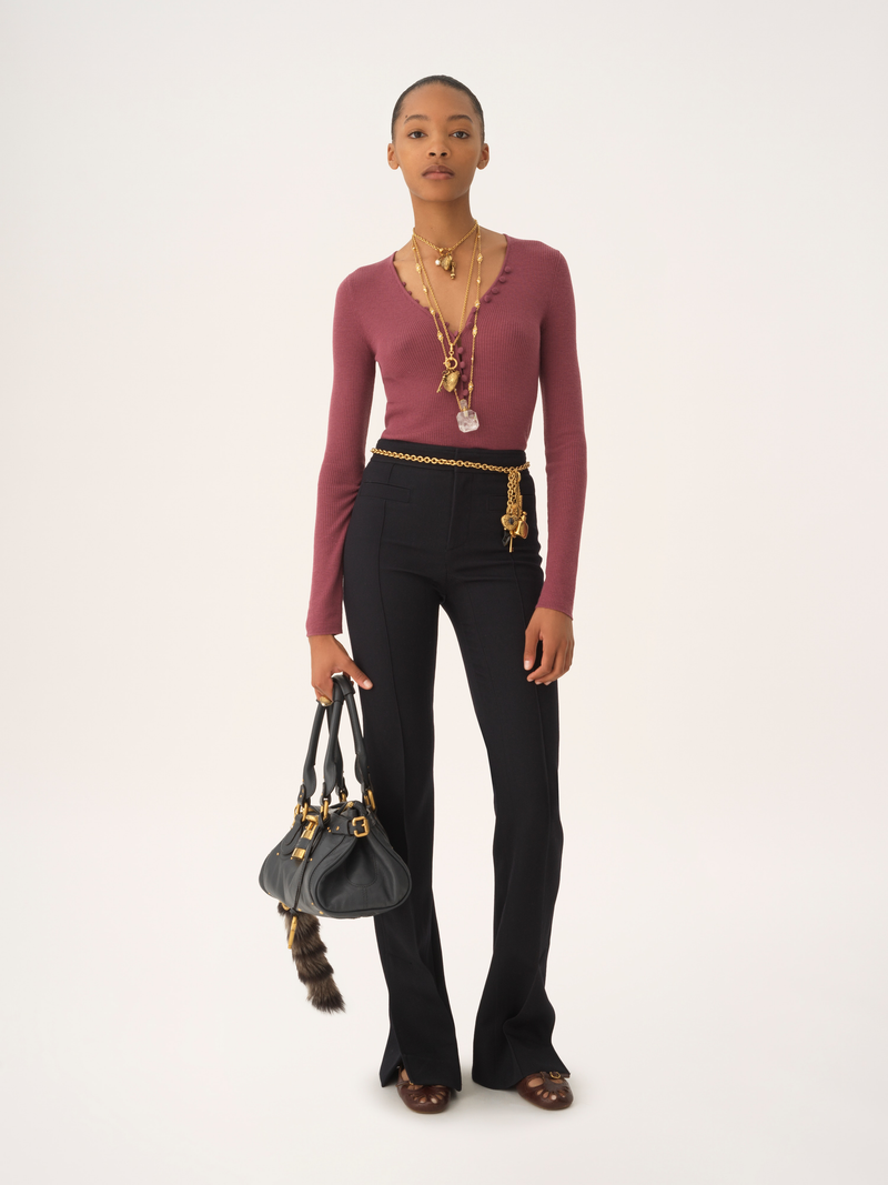 Merino Wool Henley Knit Top