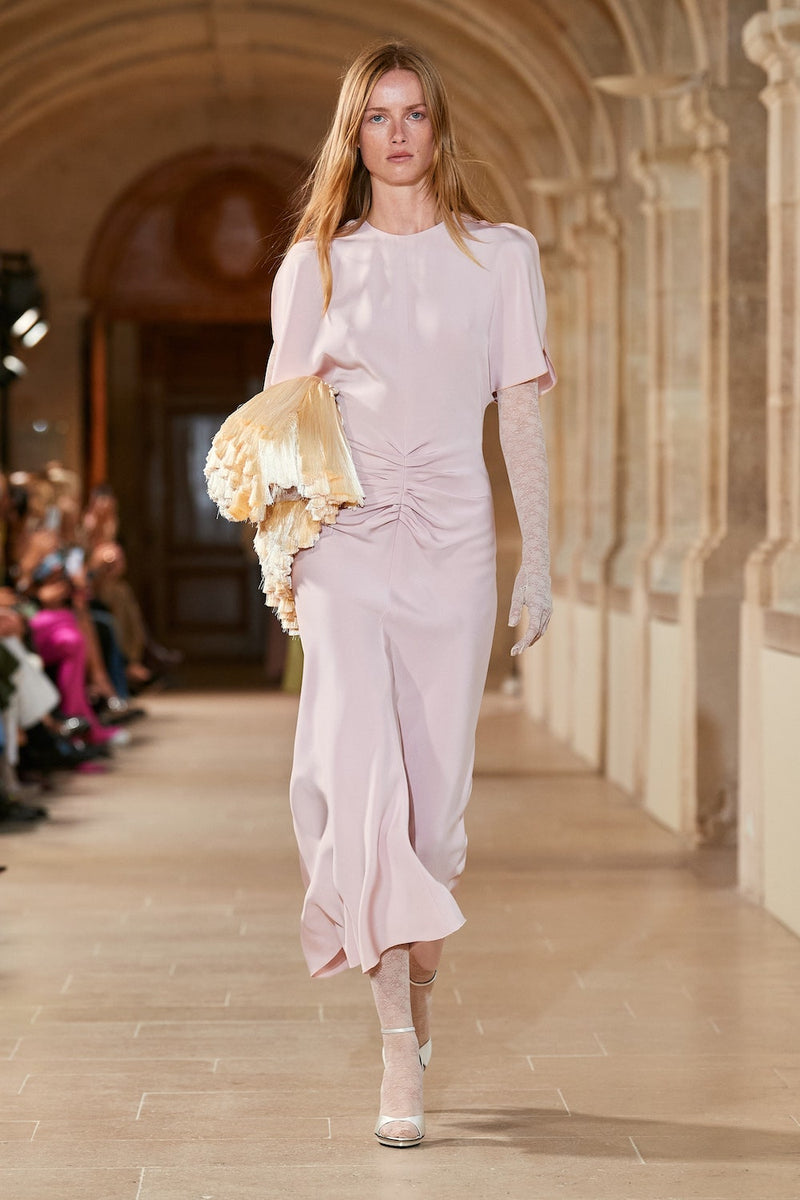 Gathered Melange Midi Dress