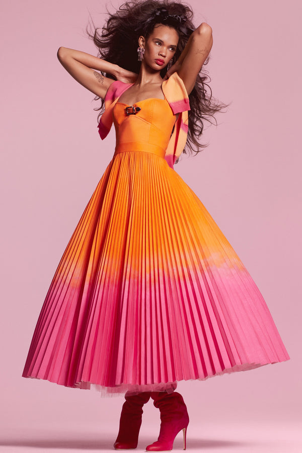 Bustier Dress With Pleated Skirt