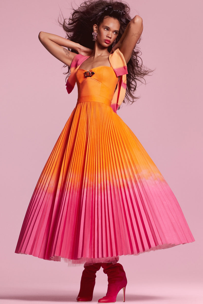 Bustier Dress With Pleated Skirt