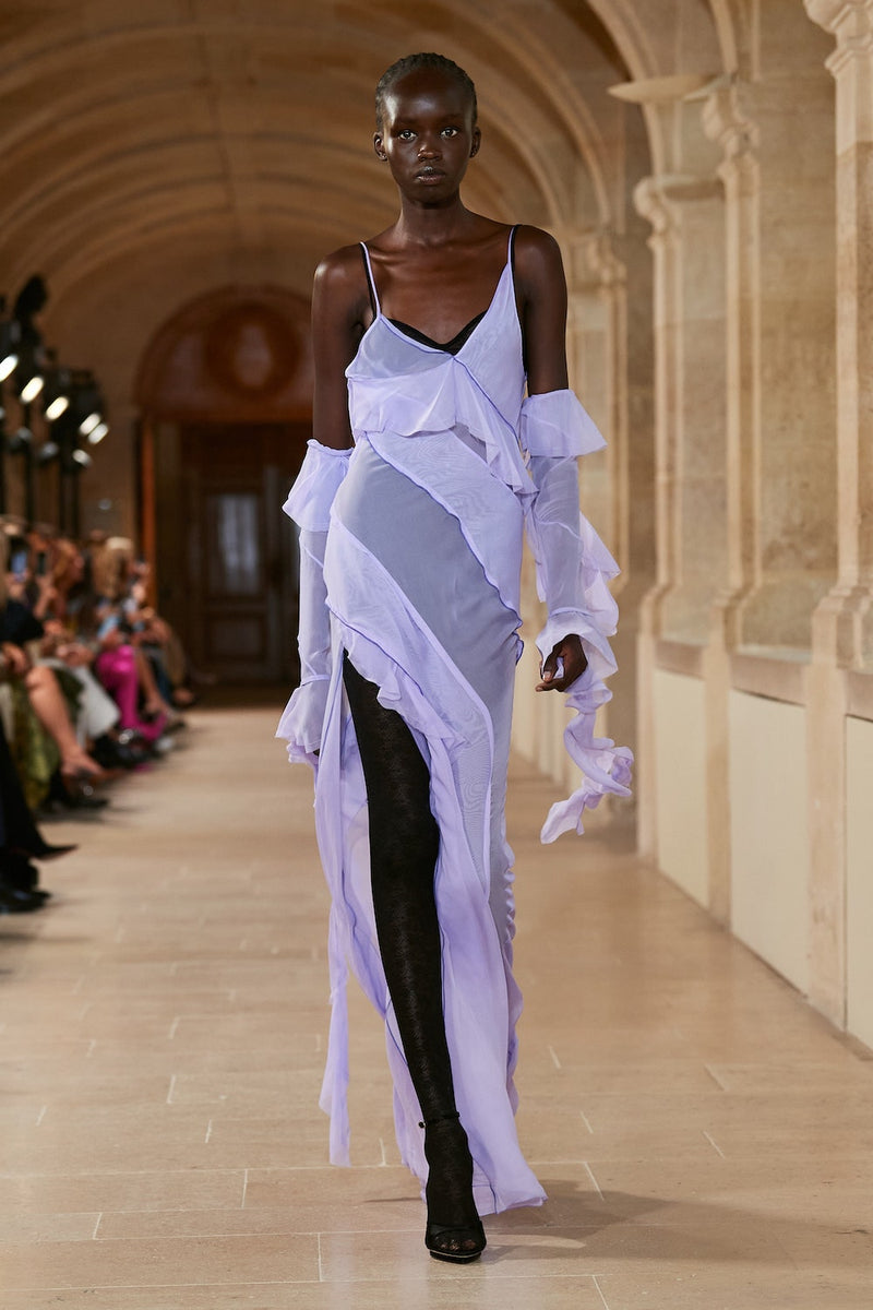 Asymmetric Crepe De Chine Gown