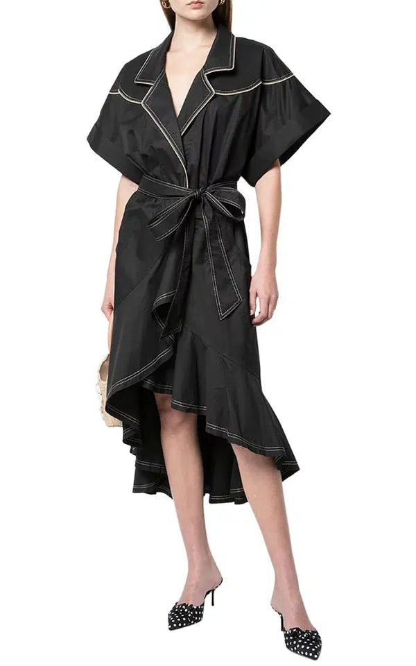 Cap-Sleeve V-Neck Dress