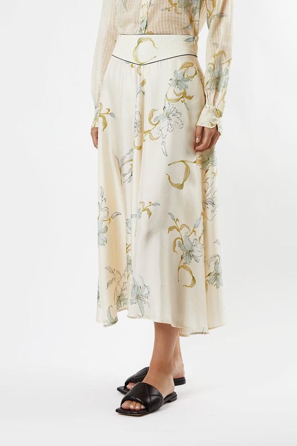 Gelsomina Print Silk Twill Skirt