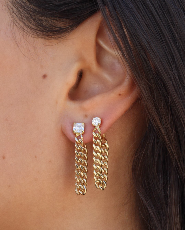 18-Karat Gold Cuban Link Chain Earring