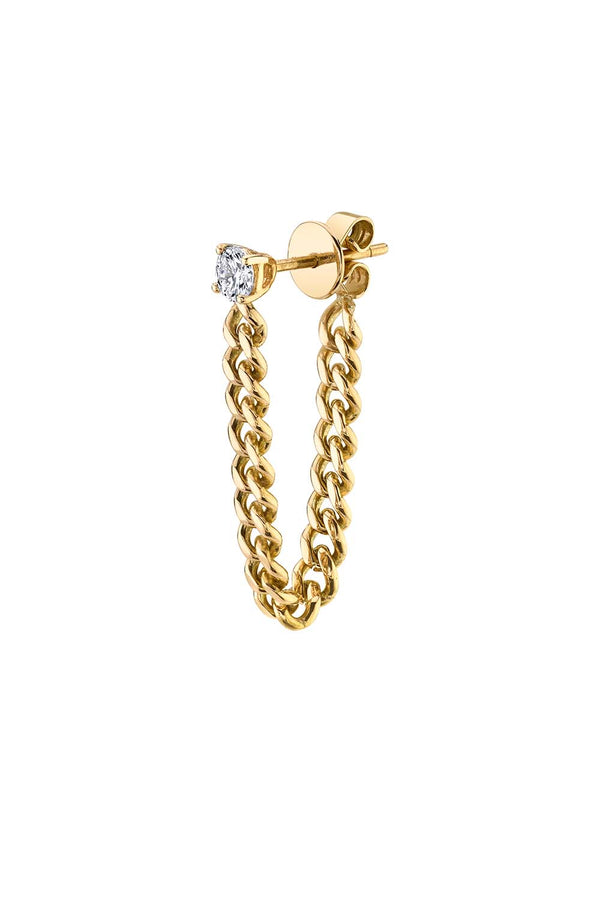 18-Karat Gold Cuban Link Chain Earring