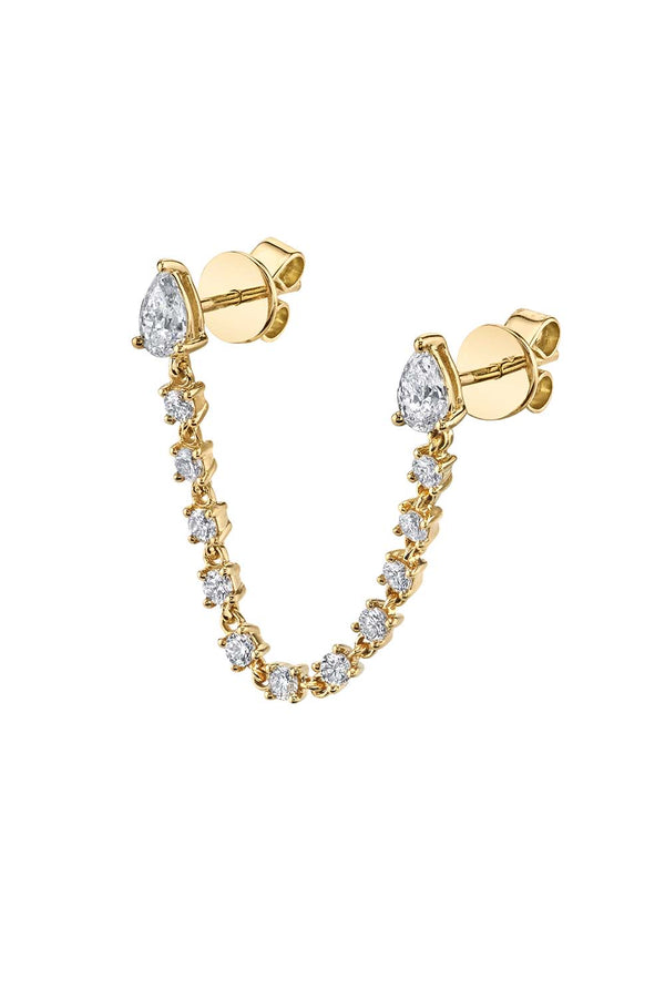 18-Karat Gold Double Pear Diamond Loop Earring