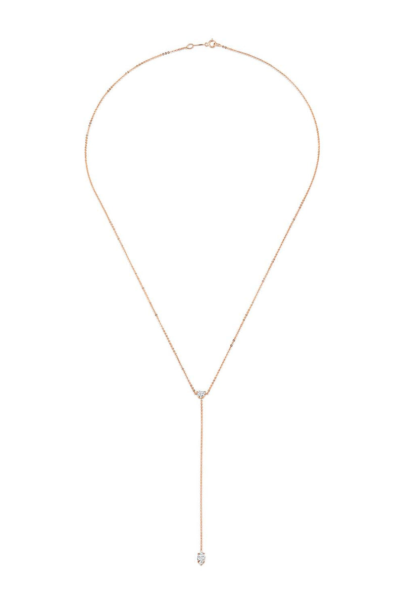 18-Karat Rose Gold Lariat Diamond Necklace