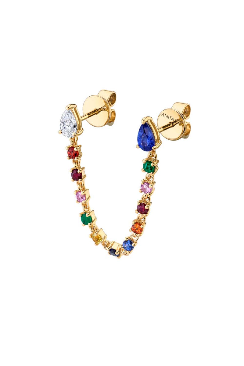 18-Karat Yellow Gold Sapphire & Diamond Loop Earring
