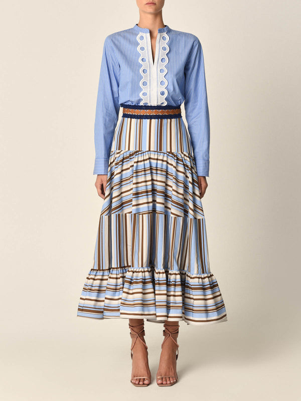 Claire Tiered Stripe Skirt