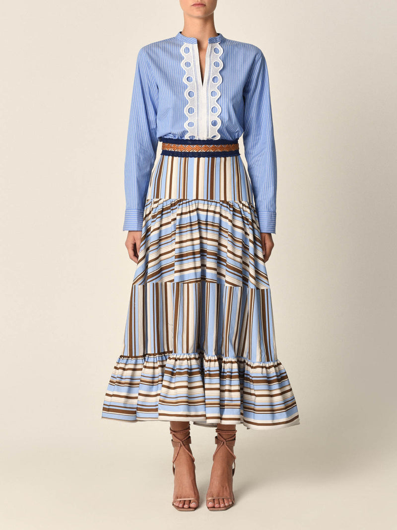 Claire Tiered Stripe Skirt